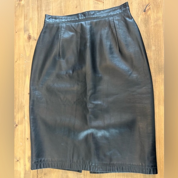 Vintage 80’s 90’s Maxima For Ann Taylor Black Leather Pencil Skirt Size 6 - Picture 9 of 12